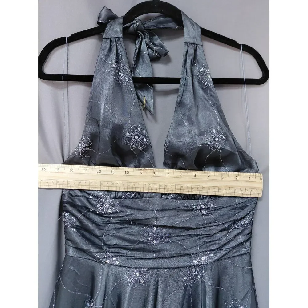 Adrianna Papell Boutique Gray A-Line Midi Dress Women Size 8